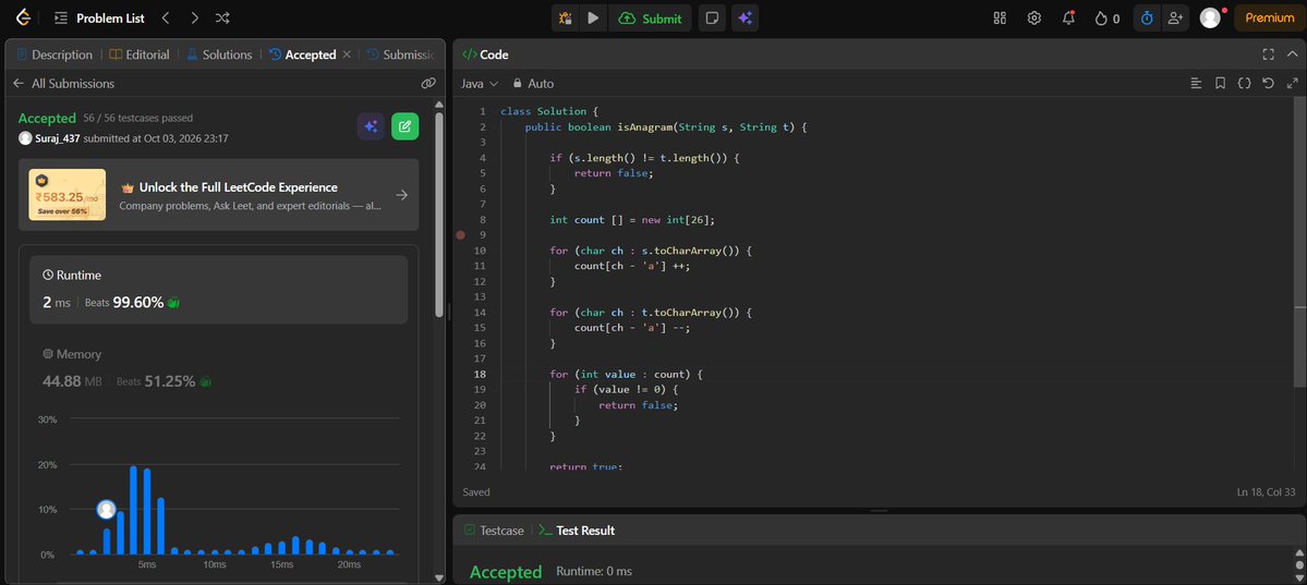 nets_456's tweet photo. Starting my #100DaysOfCode challenge!

Day 01:

>Revised Merge Sort (time &amp; space complexity, recursive approach)
>Solved LeetCode 242: Valid Anagram https://t.co/e82vV9NacH