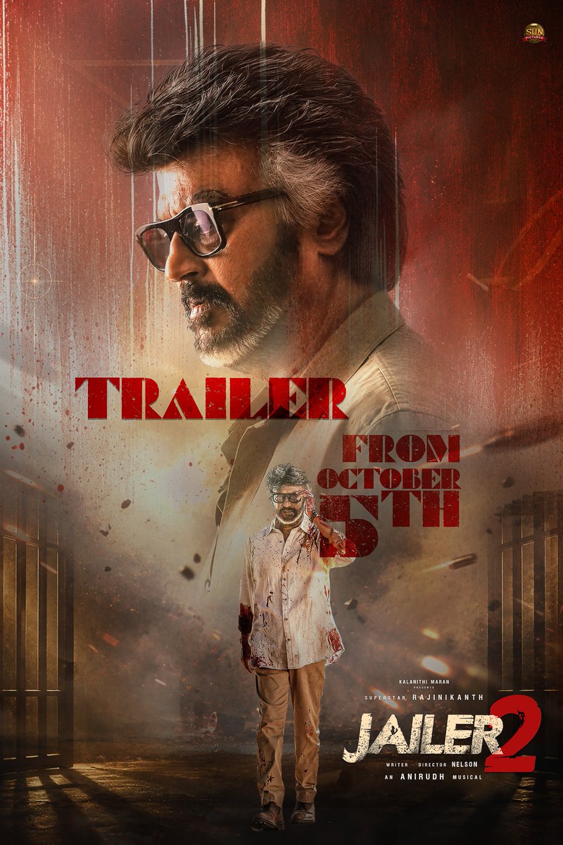 aravins2005's tweet photo. Alternative trailer poster for #Jailer2

#Rajinikanth #Superstar #kollywood #Anirudhravichander 
#Superstarrajini

@sunpictures @Nelsondilpkumar @anirudhofficial @iam_SJSuryah https://t.co/xeYgqELu6O