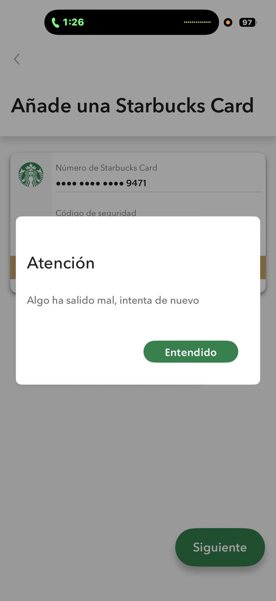 HollanderGarci's tweet photo. @StarbucksMex 
hace dos semanas que intento recargar a mi cuenta de starbucks Rewards por medio de la aplicación y manda error, compré apenas una tarjeta de snoopy y al momento de querer agregarla a la aplicación me pone también error, Ayuda https://t.co/QQ2DGgopS9