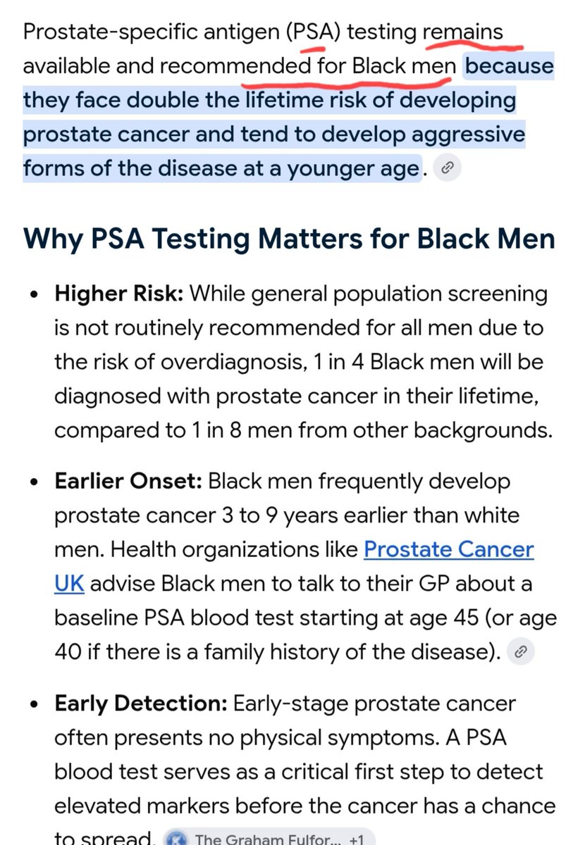 upforthefight1's tweet photo. The prostate cancer screening test REMAINS FOR BLACK MEN👇. At least they'll survive the folic acid overdosing unlike white men which govt took away the test from⬇️, even though a cancer institute says regularly having FA increases risk of prostate cancer X 3 👇

🚨WHITES DIE. https://t.co/26pSfkdwGS