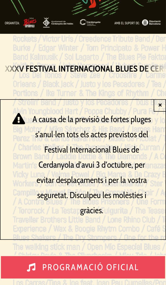RamonCodinas's tweet photo. NOOOOO!!!
Això sí que em sap greu!!
😭😭😭😭😭😭😭😭😭

#FestivalBluesCerdanyola
@CerdanyolaBlues
@Cerdanyola #Blues
#BluesCerdanyola
https://t.co/Cd28oHQCXb https://t.co/8BYiLn8Pmp
