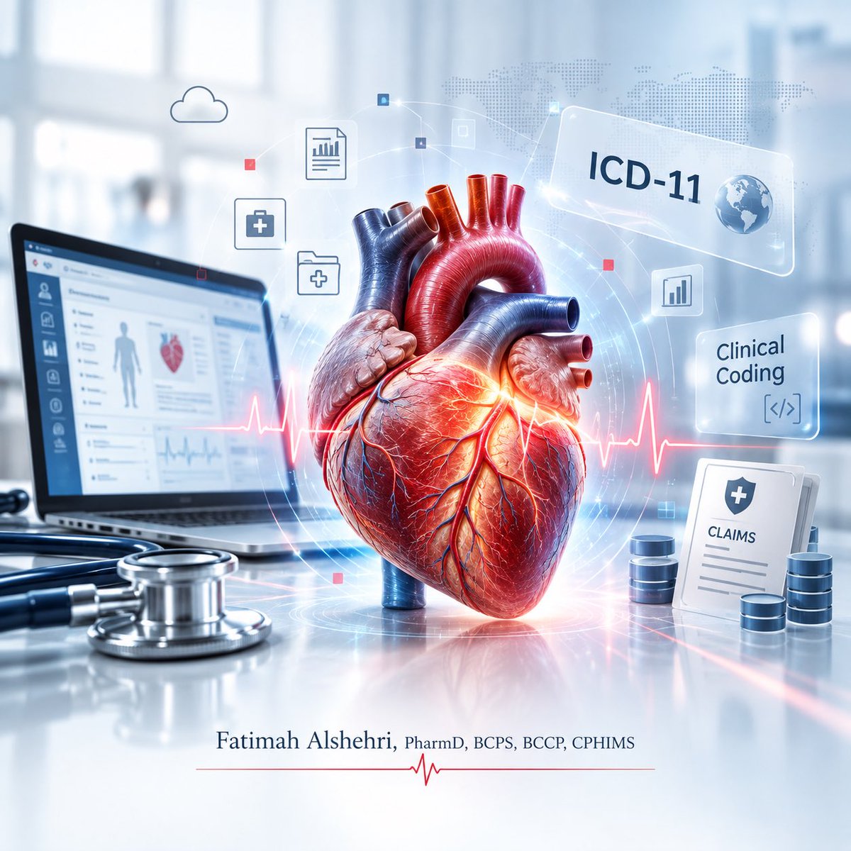 Banitoto's tweet photo. وش فايدة التحديث الجديد في تصنيف احتشاء عضلة القلب (Myocardial Infarction – MI) لمختصي المعلوماتية الصحية؟ 🫀💻 الفائدة كبيرة جدًا، لأن الموضوع ما عاد فقط (STEMI أو NSTEMI) بناءً على شكل تخطيط القلب (ECG)، بل أصبح التركيز أكبر على سبب وآلية حدوث الاحتشاء.

التعريف العالمي الخامس لاحتشاء عضلة القلب (Fifth Universal Definition of MI, 2026) اقترح تصنيفًا سريريًا إلى ثلاث فئات رئيسية:

🫀 احتشاء أولي (Primary MI):
يحدث بسبب مشكلة حادة في الشريان التاجي، مثل تمزق أو تآكل اللويحة وتكوّن الخثرة، أو التشنج التاجي، أو الانصمام التاجي.

🫀 احتشاء ثانوي (Secondary MI):
يحدث بسبب حالة حادة أخرى تؤدي إلى عدم التوازن بين إمداد عضلة القلب بالأكسجين واحتياجها له (Oxygen supply–demand mismatch).

🫀 احتشاء مرتبط بالإجراءات (Procedure-related MI):يحدث في سياق بعض الإجراءات القلبية.

يعني ممكن يكون عندنا مريضان كلاهما (NSTEMI)، لكن:
✅🫀 الأول لديه جلطة تاجية بسبب تمزق لويحة → (Primary MI).
✅🫀 والثاني لديه مثلًا نقص دم شديد أدى إلى عدم التوازن بين الإمداد والطلب على الأكسجين → (Secondary MI).

هنا يظهر دور المعلوماتية الصحية (Health Informatics) 👩🏻‍💻❤️ لأن مختصي المعلوماتية الصحية والترميز الطبي (Medical Coding) مسؤولون عن تحويل التشخيص السريري إلى أكواد دقيقة داخل النظام الصحي. ولهذا تم اقتراح أكواد أكثر تفصيلًا في (ICD-11) بحيث لا يقتصر الترميز على (STEMI أو NSTEMI) فقط، بل يعكس أيضًا الآلية والسبب الأساسي للاحتشاء بصورة أدق.

وهذا ينعكس على:
✅ دقة التوثيق السريري
✅ جودة البيانات والإحصاءات
✅ الأبحاث والمقارنات بين النتائج
✅ التخطيط الصحي ومراقبة الأمراض
✅ الترميز الطبي
✅ وحتى المطالبات والفوترة في التأمين الطبي (Medical Insurance Billing & Claims)، لأن دقة الكود قد تؤثر على تصنيف الحالة وآلية معالجة المطالبة والتعويض حسب النظام المستخدم.

يعني هو تحديث سريري في أمراض القلب، لكنه في نفس الوقت تحديث مهم جدًا في عالم المعلوماتية الصحية (Health Informatics) 🫀💻❤️ تغيير واحد في التصنيف السريريّ  يؤثر على الأبحاث، الترميز، وحتى الجوانب المالية للنظام الصحي.