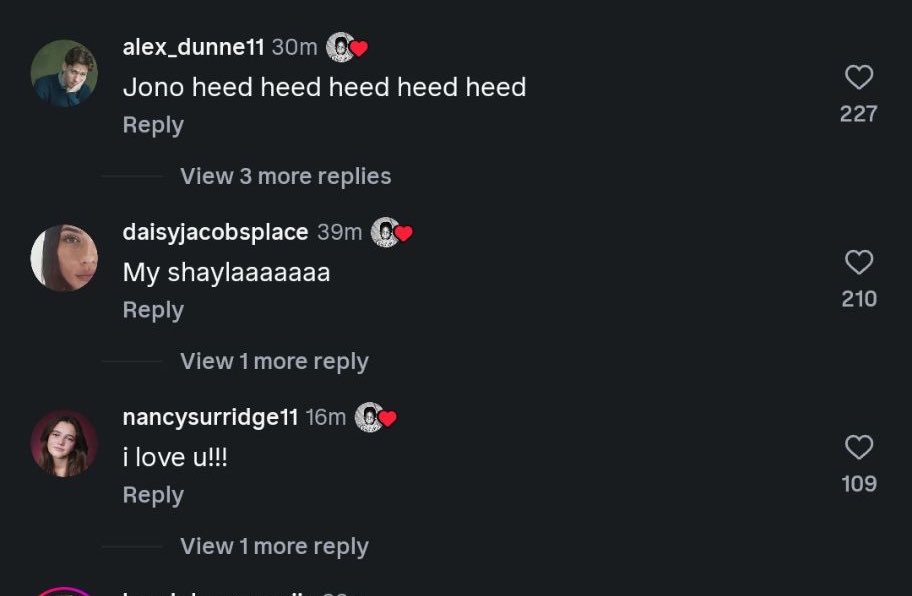 BOTommenupdates's tweet photo. 🚨: Nancy Surridge Alex Dunne and Daisy Jacobs under Jonathan Heed’s post!
“Jono heed heed heed heed heed” 
“My shaylaaaaaaa”
“I love u!!!”
📲: jonathonheed https://t.co/8MRDlBpn5K