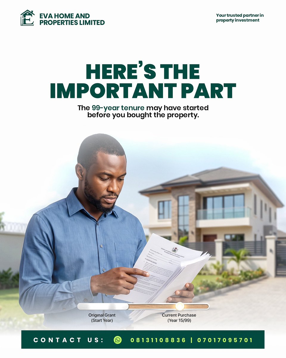 EVASGROUP1's tweet photo. 🚨 BEFORE YOU BUY THAT LAND, STOP & SWIPE THROUGH THESE SLIDES.

What you don’t know about a property today could cost you tomorrow.

🏡 EVAS GROUP

INVEST WITH KNOWLEDGE.

From title verification and documentation to tenure and your legal rights, knowing what you’re buying is just as important as finding the right property.

We have lands and properties available in:

📍 Lagos State
📍 Ibadan
📍 Abeokuta & Ogun State
📍 Ilorin
📍 Other strategic locations across Nigeria

With proper documentation and flexible payment plans on selected properties, we’re here to help you make informed property decisions.

SWIPE THROUGH. LEARN. VERIFY. INVEST WITH KNOWLEDGE.

📞 08131108836 | 07017095701

EVAS GROUP
Building Value. Creating Opportunity. 🏡#landbanking #investors #future