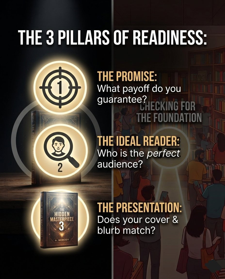 abdulbasitsube's tweet photo. More promotion can't fix unclear positioning. Before you spend money on marketing, answer 3 things:
1️⃣ What promise does the book make?
2️⃣ Who is the clearest reader for it?
3️⃣ Does the cover/blurb show that promise?
Marketing only amplifies your current hook. 📖 #IndieAuthor https://t.co/CkhZUiiviT