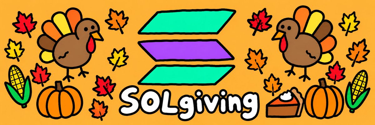 SOLgiving's tweet photo. Who is ready for SOLgiving?

Starting off with a $50 giveaway.

❤️ + ♻️ 

Solana giveaways all the way to SOLgiving. 🦃 💜

Comment your SOL address 👇 https://t.co/YAhaenmQ5Q