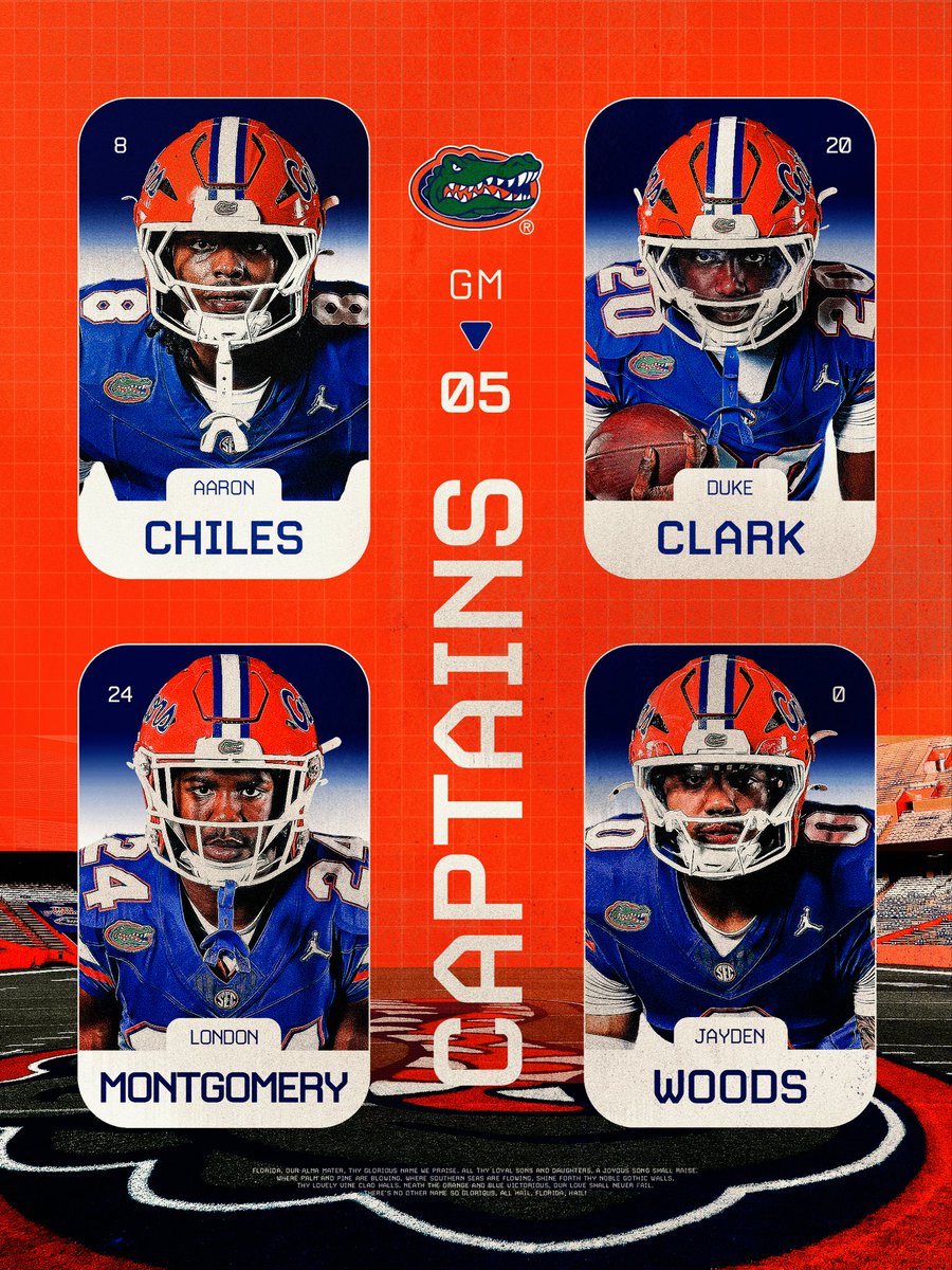 GatorsFB's tweet photo. Game 5️⃣ Captains 🫡 https://t.co/72CzXzYGHD