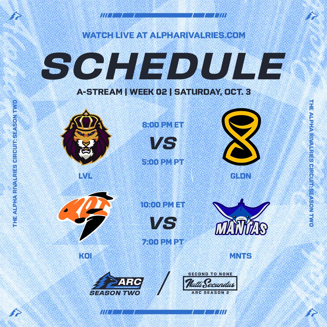 ARCTheLeague's tweet photo. We have a very special #ARCS2 week 2 superday on our hands!! Don't miss out this Saturday triple-header 🫣

Watch live TONIGHT at 8:00/8:30/10:00 PM ET / 5:00/5:30/7:30 PM PT at https://t.co/FZc3h1CshK https://t.co/mNXnbga1S9