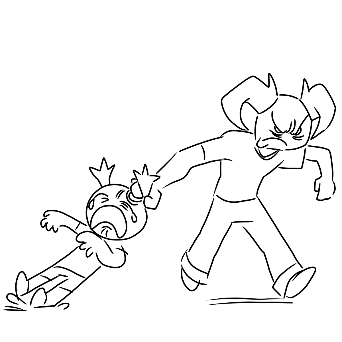 B00mb0xl0v3r's tweet photo. Do u think since an inphernal's horns are their ears theres an angry parent out there dragging their kid like how parents pull their kid's ear like this https://t.co/xazXcVDEIv