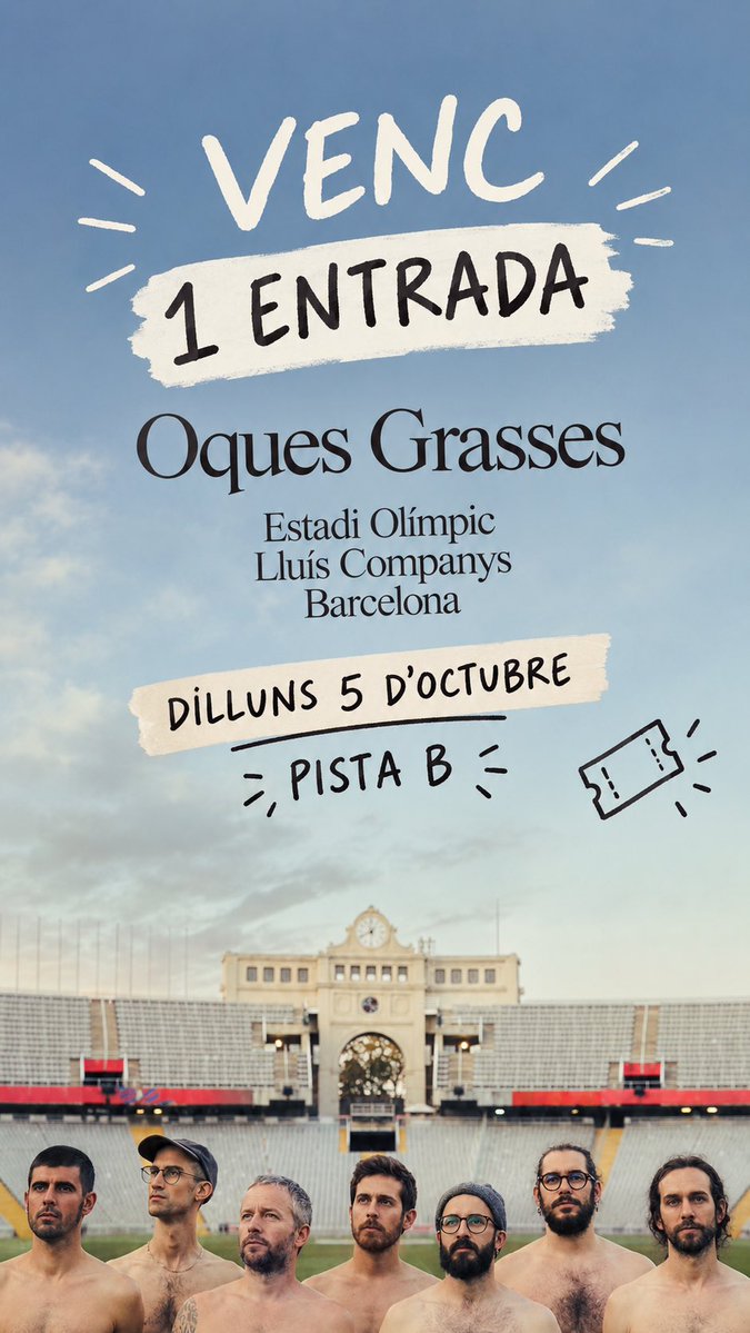 Neuss99's tweet photo. Venc entrada per al concert d’Oques Grasses el dilluns 5 a Barcelona, és per a la Pista B! A preu de cost!🙏🏼🎫 https://t.co/kIBFwwsboT