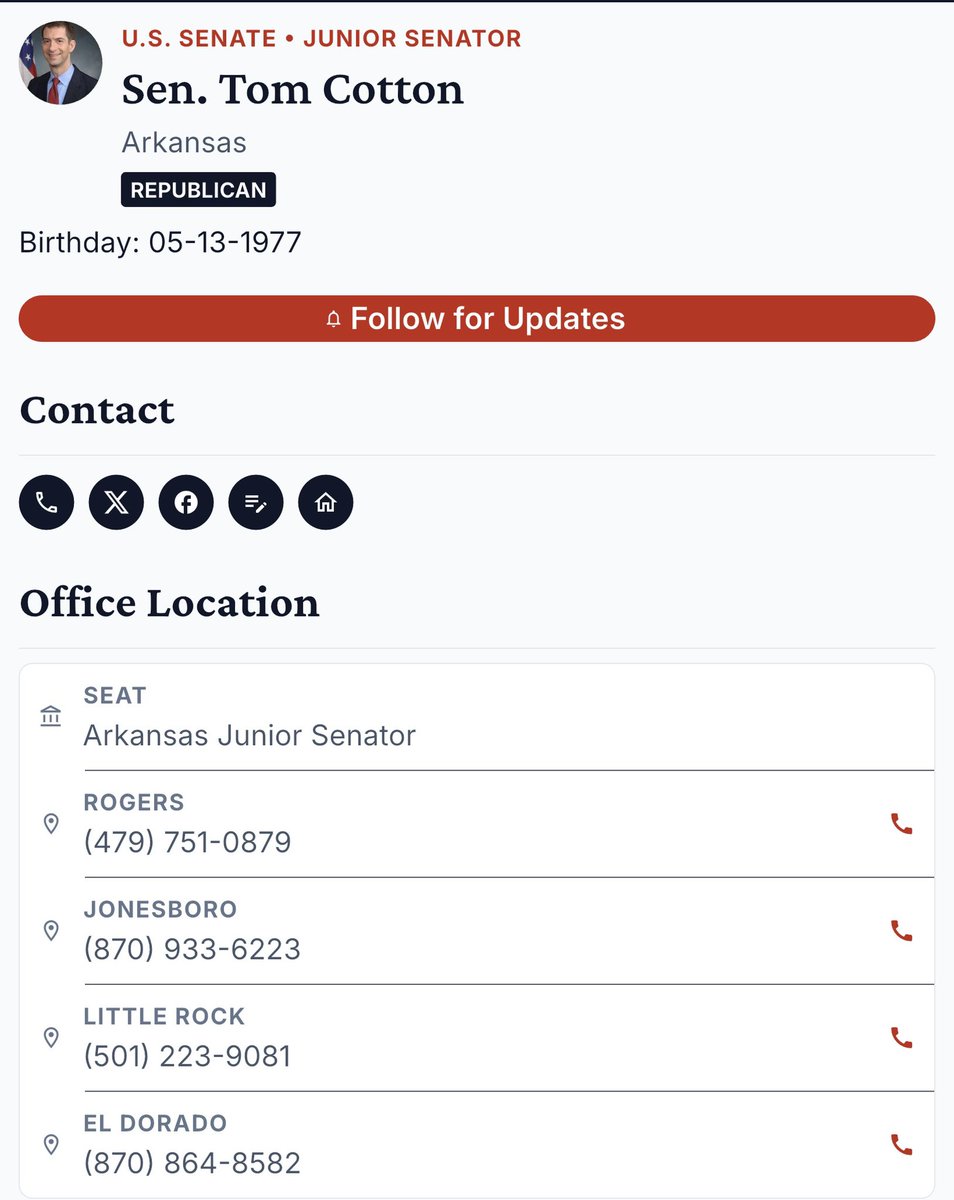 Lizl9y6's tweet photo. @SenTomCotton Call Tom, sick of the excuses. https://t.co/jYDqwgRlQb