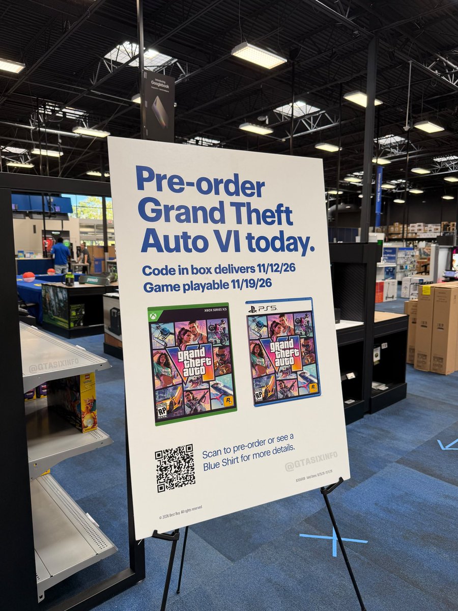 GTASixInfo's tweet photo. Spotted a #GTAVI advertisement in Best Buy today 👀 https://t.co/lkaNm7nZdO