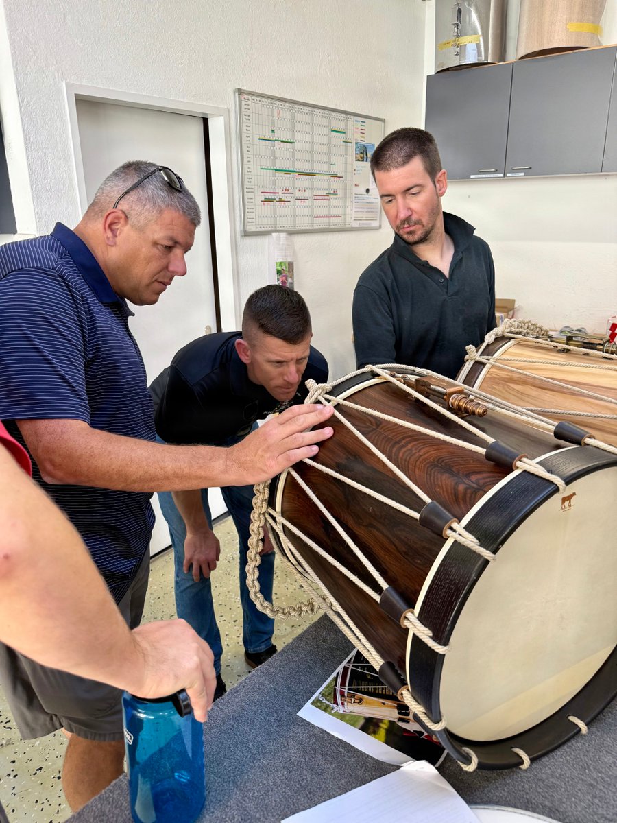 MDW_USARMY's tweet photo. While in Basel, Switzerland, last month, Soldiers from The U.S. Army Old Guard Fife and Drum Corps Drumline had the opportunity to tour local drum shops and get a behind-the-scenes look at the craftsmanship behind the instruments they use every day. They learned about the traditional construction of rope-tension drums, explored the materials and techniques used by the makers, and gained valuable insight into proper drum maintenance and care.

U.S. Army photos by Staff Sgt. Shannon Sera