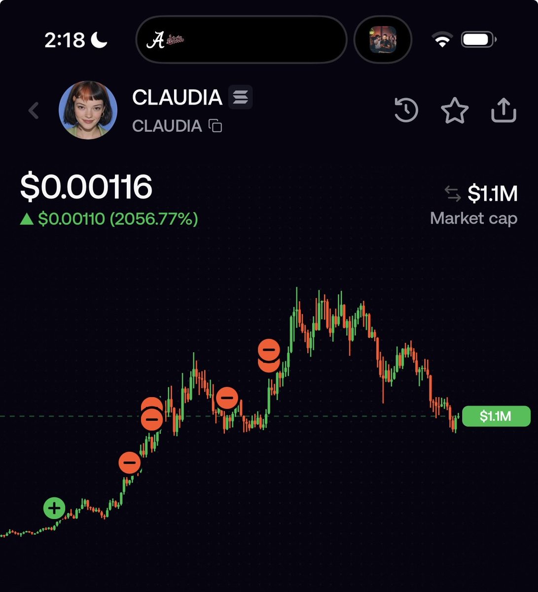 skulllyup's tweet photo. @Claudia_agency initials out. holding for sol airdrops? lets ride #bullish https://t.co/5EV7wTxlBT