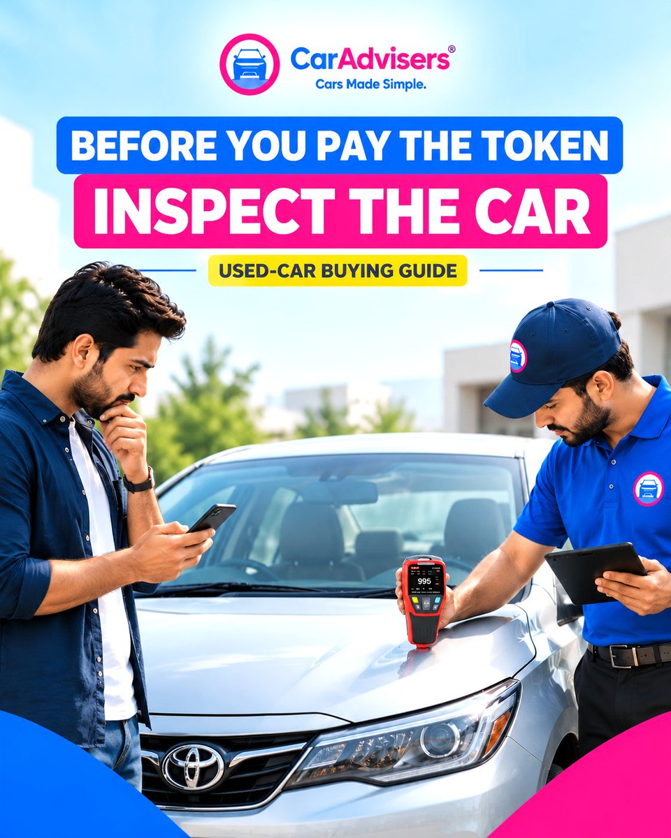 caradviserspak's tweet photo. Should You Inspect a Used Car Before Paying Token?
Inspection before token payment can uncover issues that may change your decision—or your offer.
Inspect → Review → Negotiate → Then Commit.
Full guide on CarAdvisers.
#CarInspection #UsedCarsPakistan #CarAdvisers https://t.co/qD3rNhWlks
