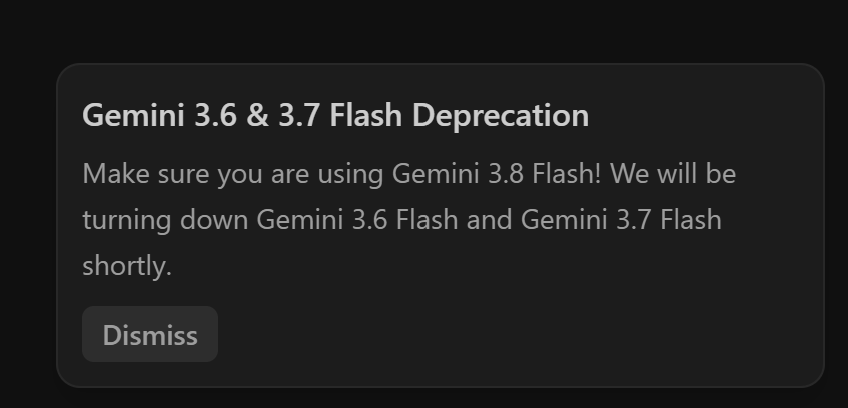 HarshithLucky3's tweet photo. Google is soon removing Gemini 3.6 and 3.7 flash models from Antigravity

they are removing all older models

this is a sign new models are coming

Opus 5.5 and Sonnet 5.5 are landed
Gemini 4 Argon is coming soon

maybe we see other models too https://t.co/98jYzJvdh4