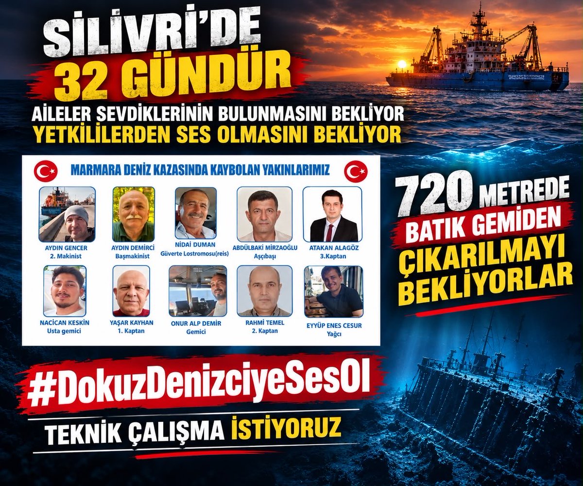 yetermibune's tweet photo. Uluslararası arama kurtarma standartları ve en son teknolojiler devreye sokulsun. Aileler her gün kahrolurken biz sormaya devam edeceğiz #DokuzDenizciyeSesOl https://t.co/X3bEQEyUQs