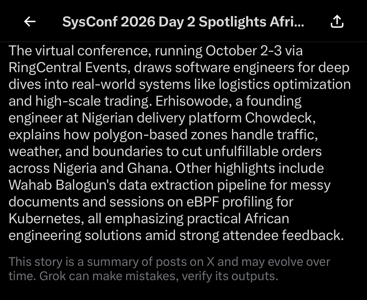 peculiarerhis's tweet photo. For the second day in a row, #SysConf26 trended and it feels surreal to see myself as one of the top trending posts.

I actually can’t believe it!

Thank youuu to everyone who registered, showed up, listened to my talk, talked about it online, and asked questions. Omg, there were so many questions, I had to visit the speaker booth to answer them all! 😂