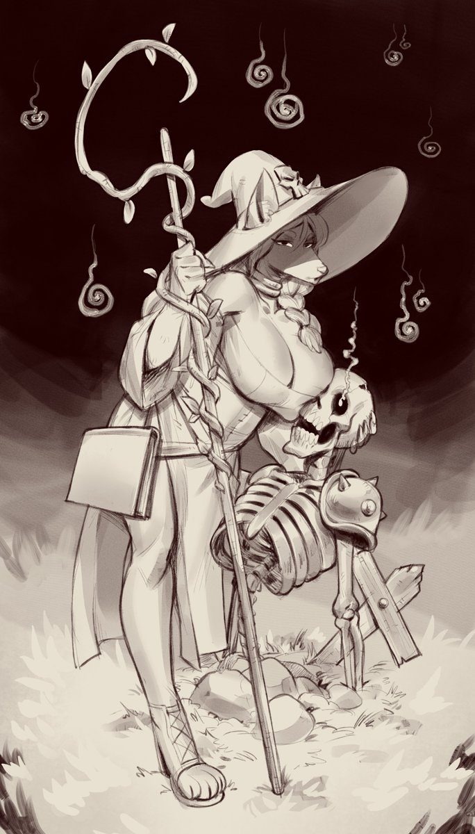 OCorvo_R's tweet photo. The first art of the month was a witch, it's really the spooky month, also there are still slots available for anyone interested https://t.co/XNEFBgPO5q
