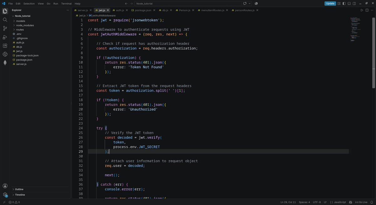 anmolbhagat_dev's tweet photo. Day 47/100 🚀

Revised the Node.js concepts I’ve covered so far:

→ Authentication &amp; authorization
→ JWT authentication flow
→ Middleware &amp; protected routes
→ MongoDB, Mongoose &amp; CRUD operations

#100DaysOfCode #NodeJS #ExpressJS #MongoDB #WebDevelopment https://t.co/Txn0PYjp2v