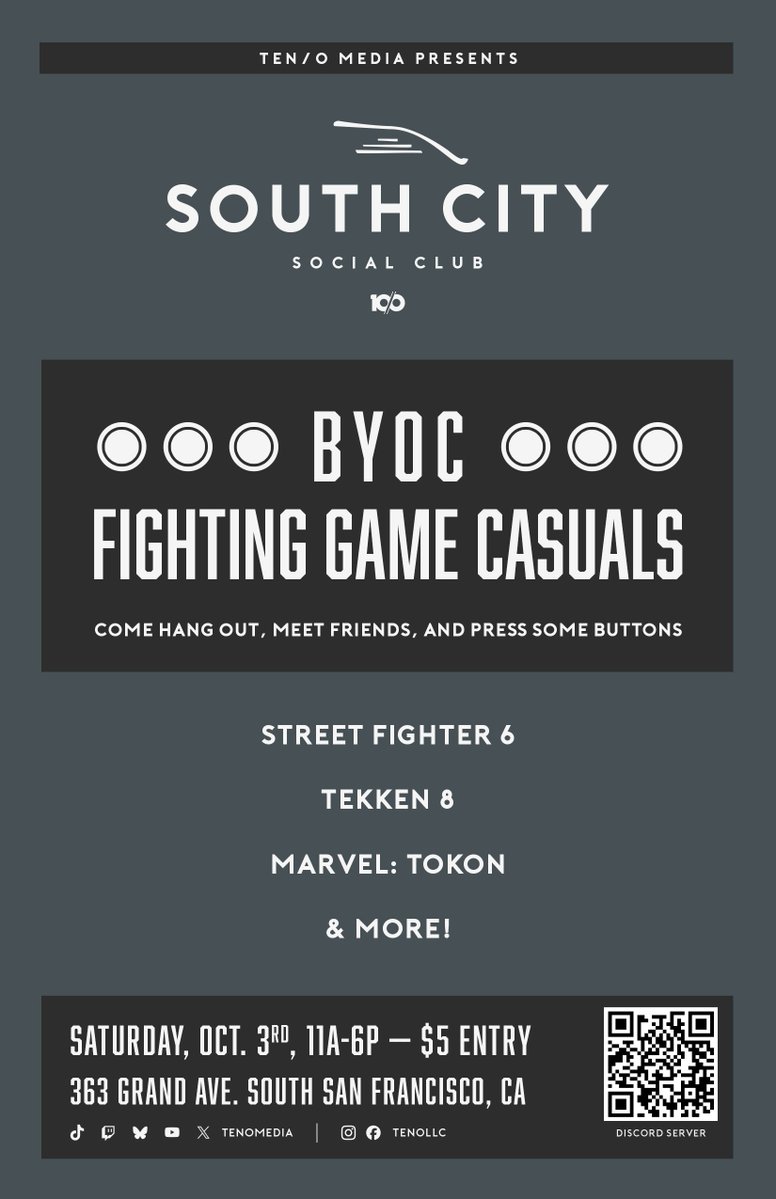tenomedia's tweet photo. Today we are having another gathering for the South City Social Club! Come by, meet some new people, get casuals going and push some buttons! 🕹️

It's $5 for an all day entry or with purchase of a sticker in house. It'll run from 11am to 6pm. Come on by!

https://t.co/8QjuwkLLNG https://t.co/0s5Zzh2KE9