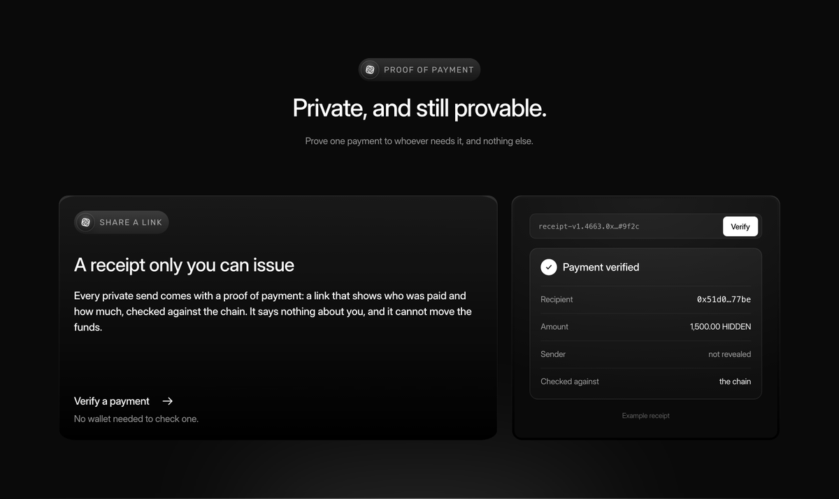 Stayhiddencoin's tweet photo. Open your private balance in three steps.

Connect. Sign once. Buy or shield $HIDDEN.

https://t.co/UhCCmTfn5K https://t.co/0DO31IUxeO