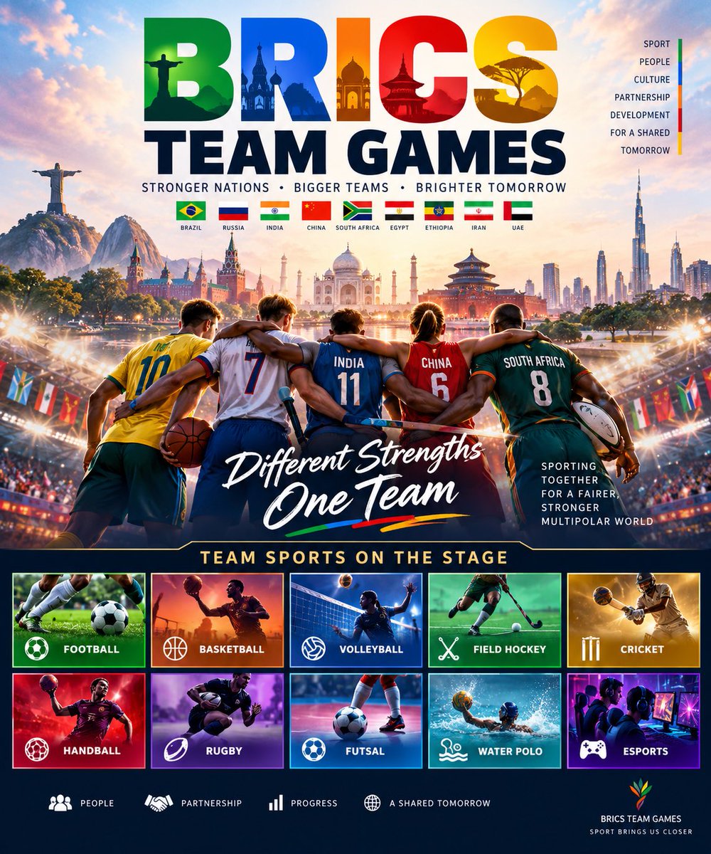 SimplyArsh's tweet photo. #BRICSGames
10 Nations 10 Sports
Coming together to make a stronger sporting world.
What do you think? https://t.co/q5PLcGPb99