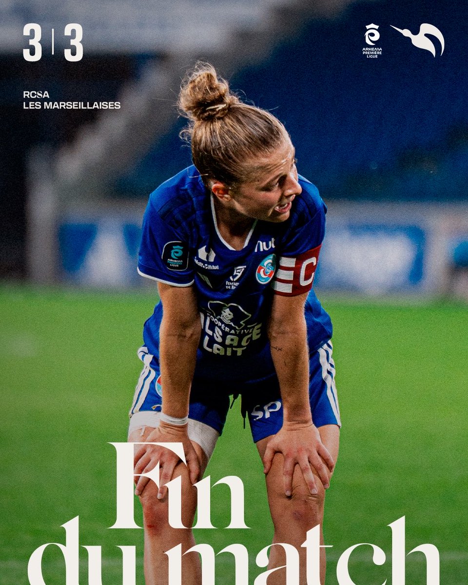 RCSA_Feminines's tweet photo. ⏹️ 90'+6 | Le Racing arrache le nul
Grâce à un missile de sa capitaine au bout du temps réglementaire, le Racing arrache le match nul face aux Marseillaises 👊
▸ #RCSAOM (3-3) https://t.co/S9aDiBm9Sp