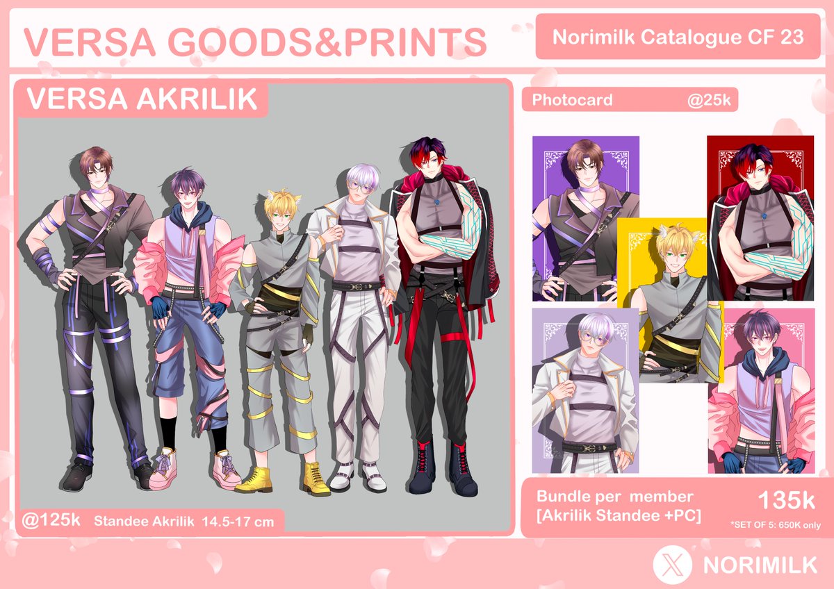 Norimilk's tweet photo. Norimilk CF 23 Catalogue OTS 🥰

📍T-22 Husbando Specialist 
📅 Both Days 
💖Fandom: VIRTUAL 🥰🥰

CATALOGUE THREAD (1/??) Will be updating later.
Like and RTs deeply appreciated! Thank you~ 🤤🤤🤤

#comifuro23 #comifuro23catalogue https://t.co/uNxW1z50GA