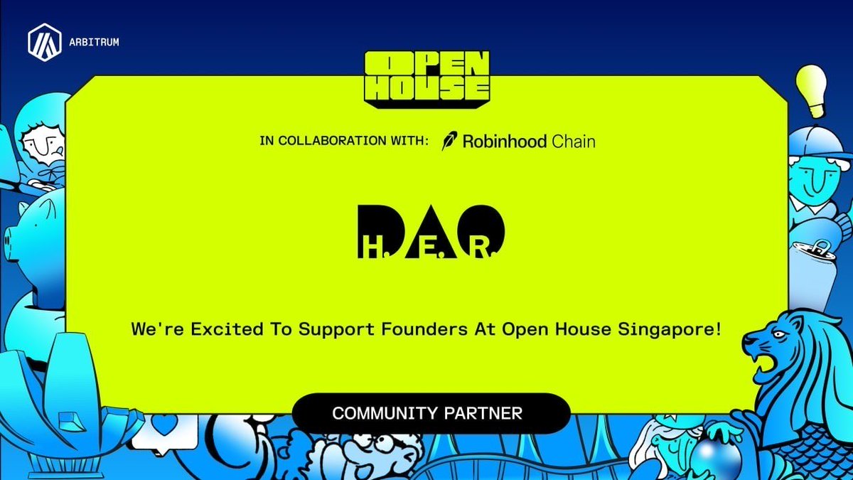 _HerDAO's tweet photo. Big things are happening in Singapore 🇸🇬

H.E.R. DAO is partnering with @Arbitrum for Founder House Singapore, October 23–25!

Three days. 
Brilliant founders. 
Big ideas. 

And the connections that can take your next big thing to the next level.

From product conversations and mentorship to new opportunities across the Arbitrum ecosystem, Founder House is bringing Web3 founders together to build, connect, and turn ambitious ideas into reality.

As a community partner, H.E.R. DAO is here to help more founders and builders find their people, access opportunities, and to build real world solutions 

Building in Web3? We’ll see you in Singapore.

If you’re heading to Founder House, drop a comment below 👇