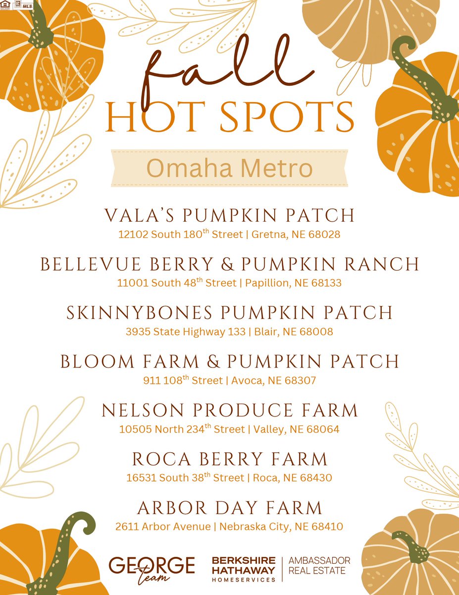 OmahaRealtorsNE's tweet photo. The weather is BEAUTIFUL and fall fun is in full swing! 🎃 Here are a few of our favorite hot spots in the Omaha Metro!

#Fall2026 #PumpkinPatches #Farms #Local #OmahaMetro #GeorgeTeam #OurMissionistoServeYOU #WhoWantsToBeNext #OmahaRealtor #BHHS https://t.co/zrxNh2XSWa