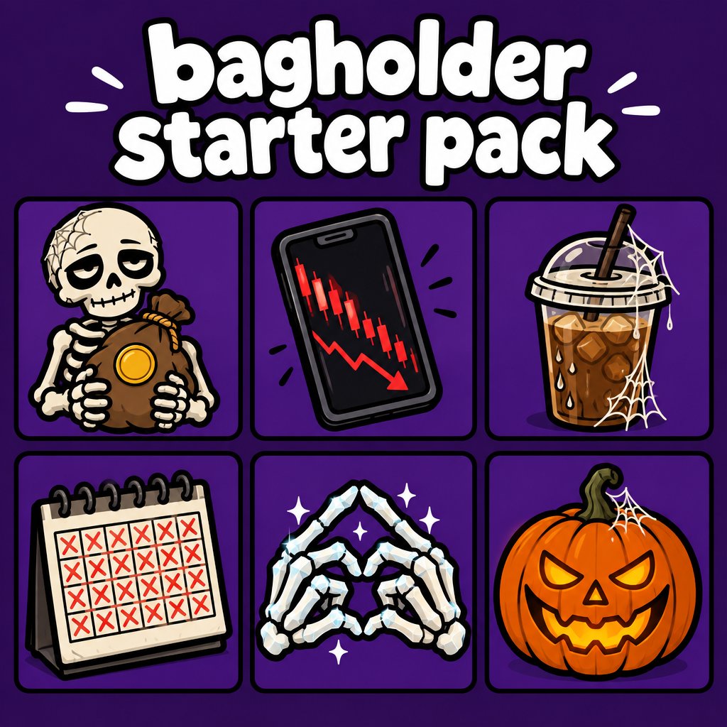 bagbonescoin's tweet photo. bagholder starter pack. how many do you own? 💀 https://t.co/X9dxKXAkTd