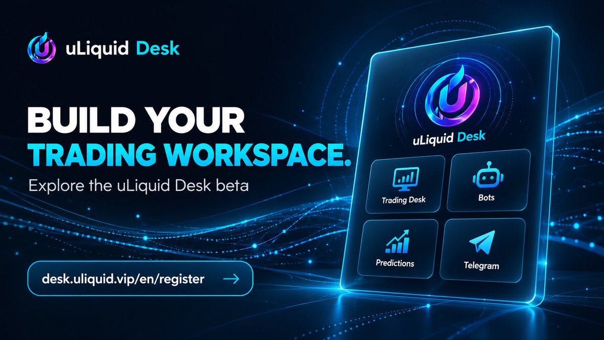 uLiquid_desk's tweet photo. Your first steps in uLiquid Desk can be simple.

Request beta access, explore the Trading Desk, and get familiar with the tools at your own pace. When you’re ready, the getting started guide walks you through connecting an exchange, starting a bot, creating predictions and setting up Telegram notifications.

We’d love to hear which part fits your workflow — and where something could be clearer. Your experience helps us improve the platform.

Request beta access:
https://t.co/vu2NqNcHEt

Read the docs:
https://t.co/MJrPqzdoIL

#uLiquid #Trading #Beta