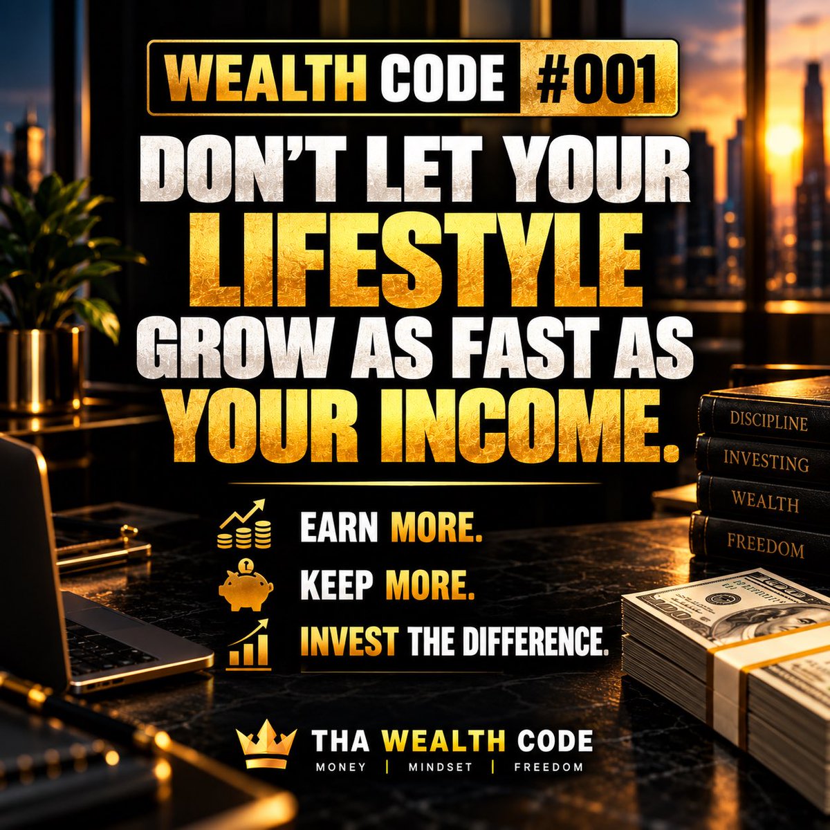 Thawealthcode's tweet photo. More income only builds wealth if you keep some of it. 🔐 https://t.co/zoTmZppJkX