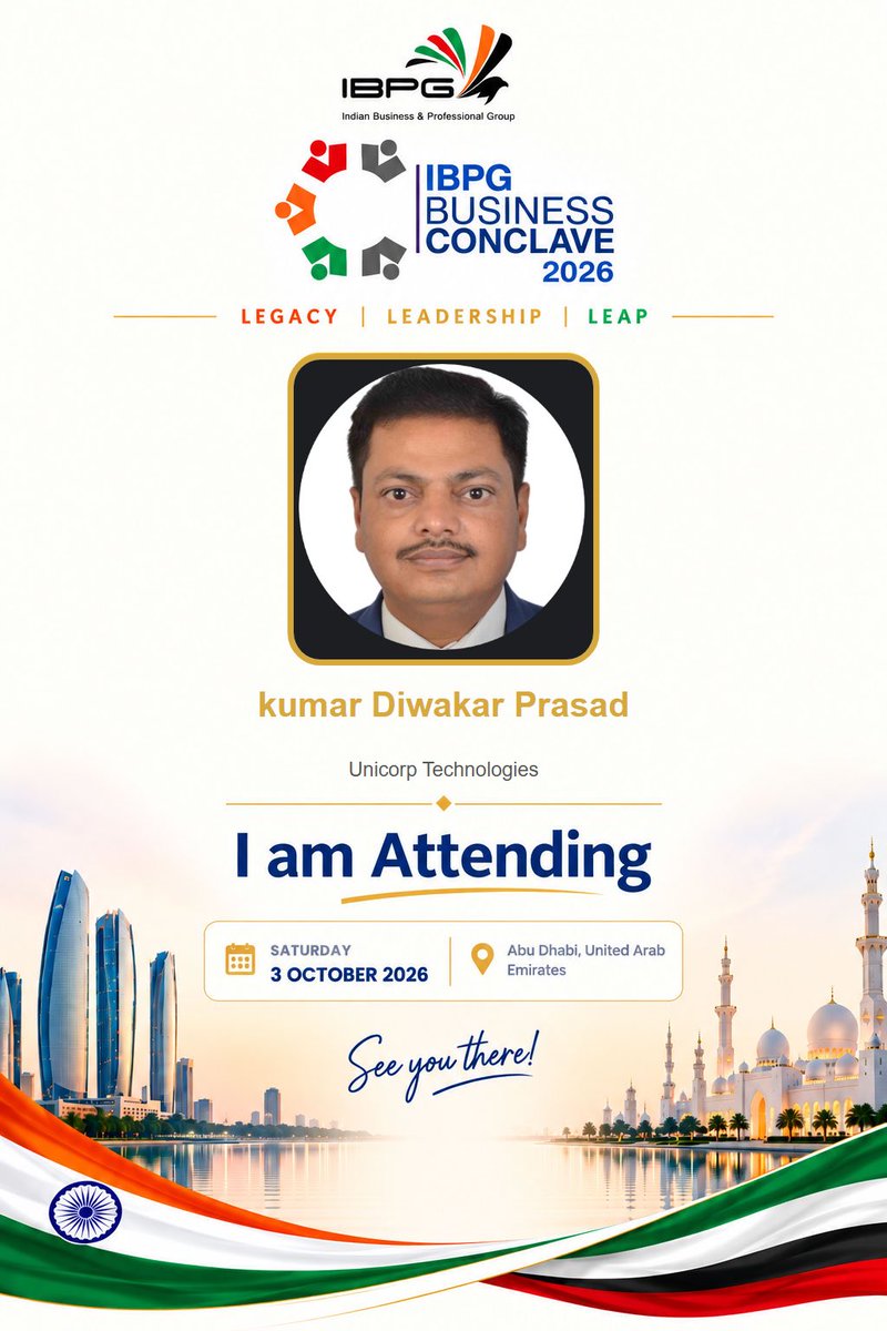 kumar_diwakar's tweet photo. Thanks a lot  IBPG for taking this great initiative Attending IBPG business conclave 2026 https://t.co/EZdUQksmUZ