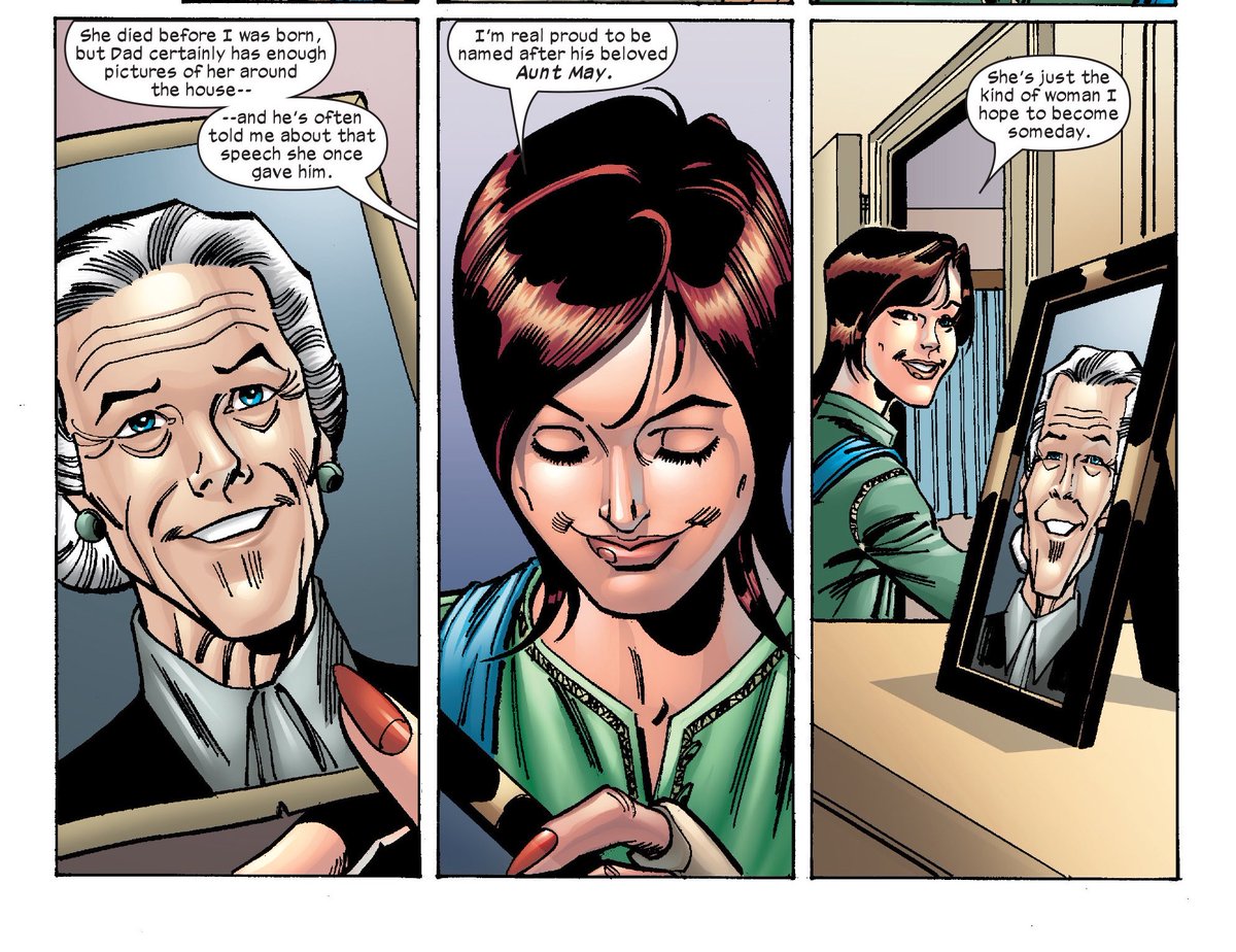PETERMJTAPES's tweet photo. Peter and MJ naming their daughter  after Aunt May and their son in the #1000 issue “Miles” 🥹 https://t.co/ZJa1jYZiui