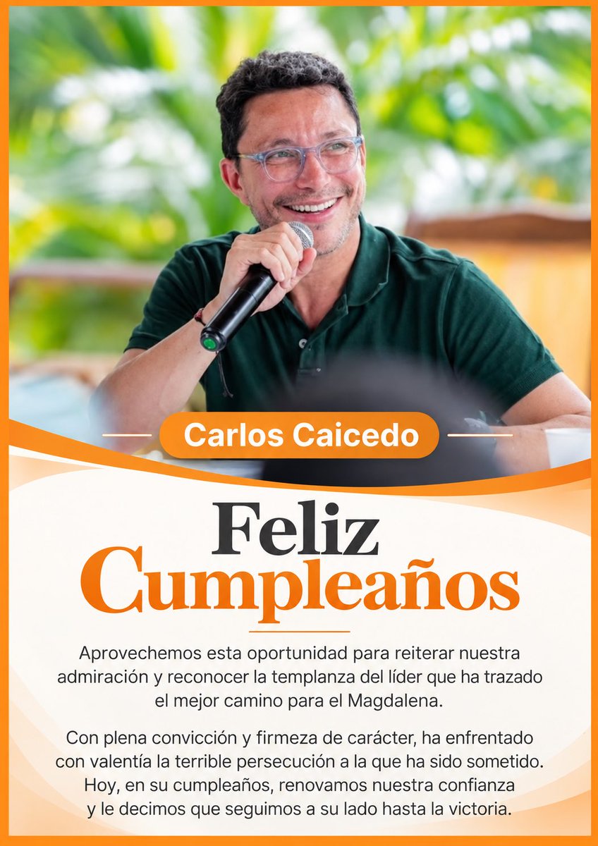 mrafael70's tweet photo. Feliz cumpleaños, @carlosecaicedo. Que esta nueva vuelta al sol llegue con salud, fortaleza y nuevos motivos para seguir trabajando por los propósitos que han marcado su trayectoria. Un abrazo fraterno en este día especial. https://t.co/icv4u8qccU