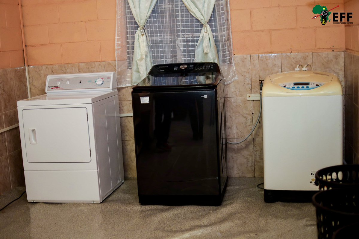 EFFSouthAfrica's tweet photo. In addition to the R3.5 million debt that was cleared by the EFF at Ekuphumleni Old Age Home, we bought a washing machine and an industrial dryer, a reliable, high-performance solar power system, groceries until Christmas, the medication they requested, and a fridge, among other things. #VoteEFF2026