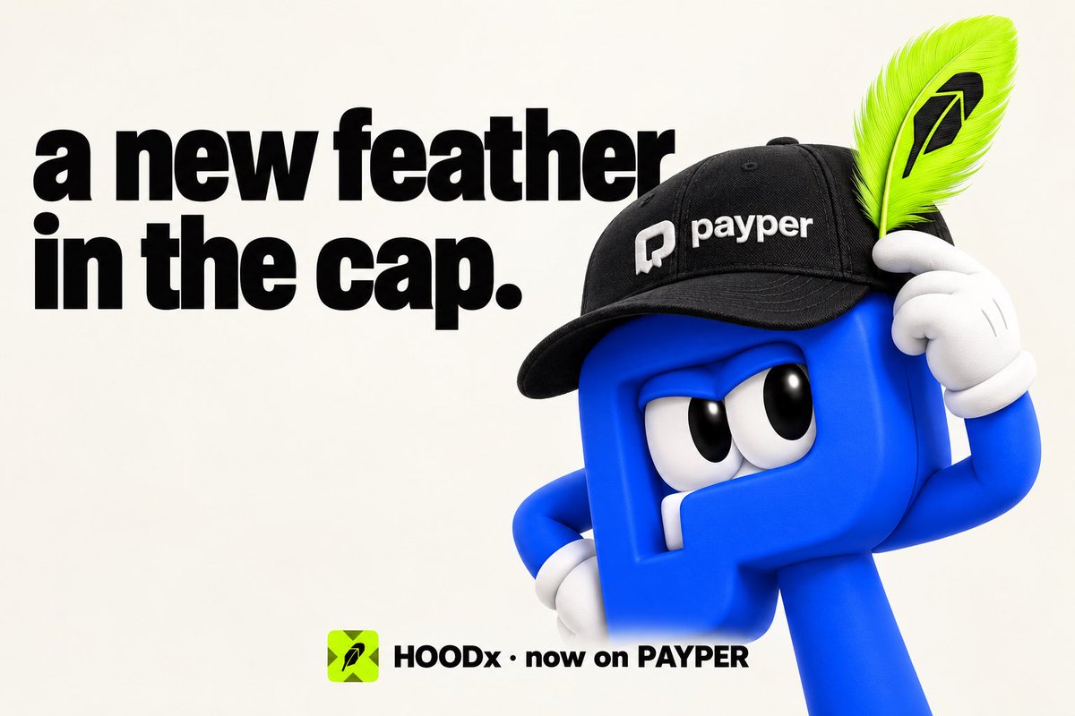payperfun's tweet photo. a new feather in the cap.

$HOODx is now live as a quote asset on https://t.co/3RatDI0pUT.

launch your coin. pick your pair. https://t.co/3optMmR6Oy