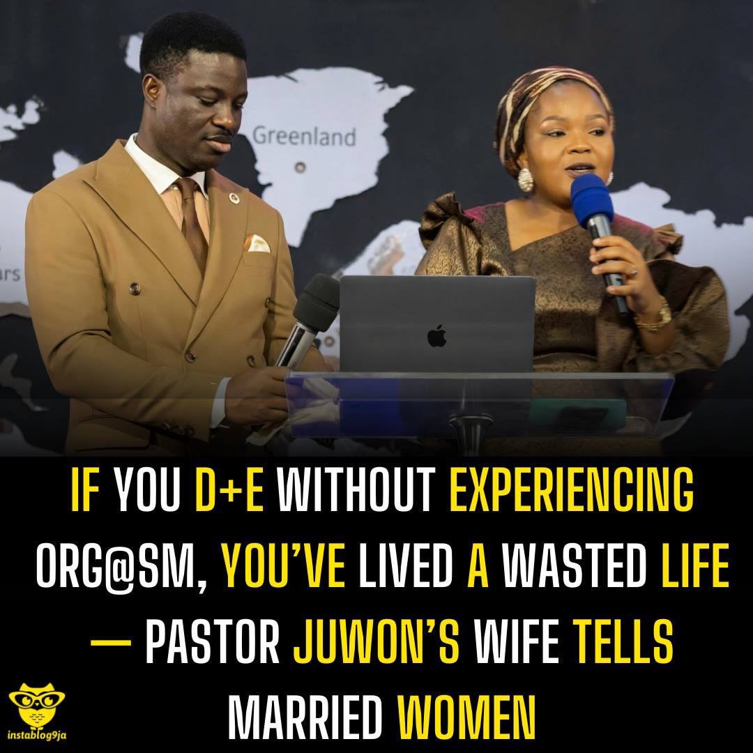 instablog9ja's tweet photo. If You D+e Without Experiencing Org@sm, You’ve Lived A Wasted Life — Pastor Juwon’s Wife Tells Married Women

Mummy Owolabi, wife of Pastor Juwon Owolabi of Lightlife Church International, has sparked reactions after speaking about s+xual intimacy during a “Marriage That Works” programme.

While teaching married couples, she said women should understand and enjoy intimacy within marriage, stressing that s+x should not be viewed only as a means of having children.

“If you die without experiencing org@sm, you’ve lived a wasted life,” she said. “God created s+x, God instituted s+x and as a woman you have the right to enjoy org@sm.”

Mummy Owolabi, who said she got married as a virgin and initially knew little about s+x beyond biology, explained that she later realised intimacy was something she needed to deliberately learn about.

“I knew that okay, I need to understand because this is a body of knowledge, this is like a university,” she said.

She encouraged married women to learn more about intimacy and added, “God is not against other styles in marriage.”

Her husband, Pastor Juwon Owolabi, also joined the discussion, arguing that intimacy should not diminish with age.

He referenced Abraham and his later marriage to Keturah, saying, “If you take care of yourself, the older you become, the better it should be.”

The church’s programme focused on helping couples understand intimacy as part of marriage, rather than limiting s+x to childbearing.