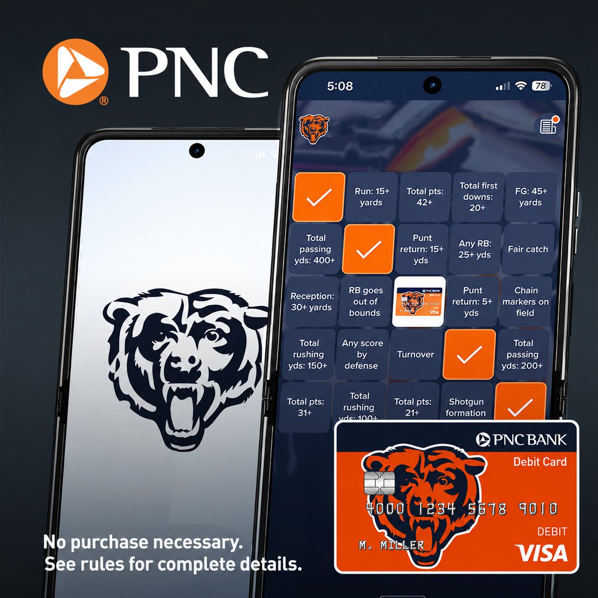 BearsLocal's tweet photo. Another week of Bears Bingo, another chance to win. Thanks to @PNCBank, every play could bring you one square closer to merch.

➡️ https://t.co/W7GQIaEZ03 https://t.co/EuyeSbB1iv