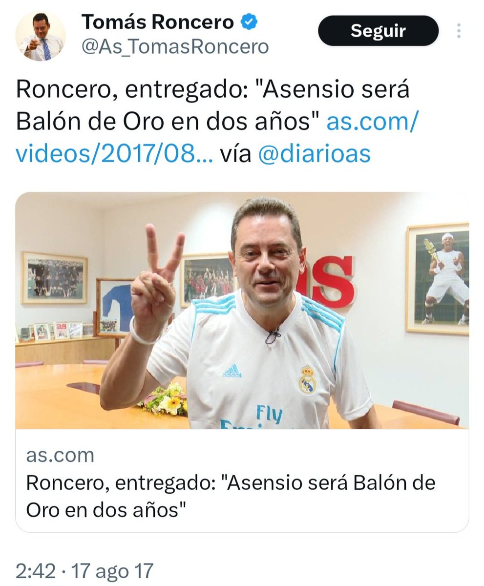 Bajarlaalpasto's tweet photo. En el tema del #BalónDeOro siempre me fio de lo que diga el gorrino @As_TomasRoncero porque lleva años clavándolo. https://t.co/MUOyFirKv4