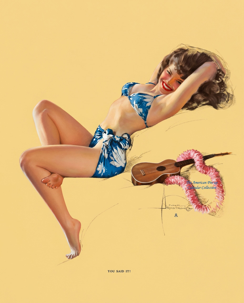 PulpCovers's tweet photo. Rolf Armstrong - "You Said It!" - 1949 American Beauties Calendar Illustration - Brown &amp; Bigelow Calendar Co. - The American Pin-up Calendar Collection 
https://t.co/h1qkQvr4An https://t.co/YdoEfUSWwm