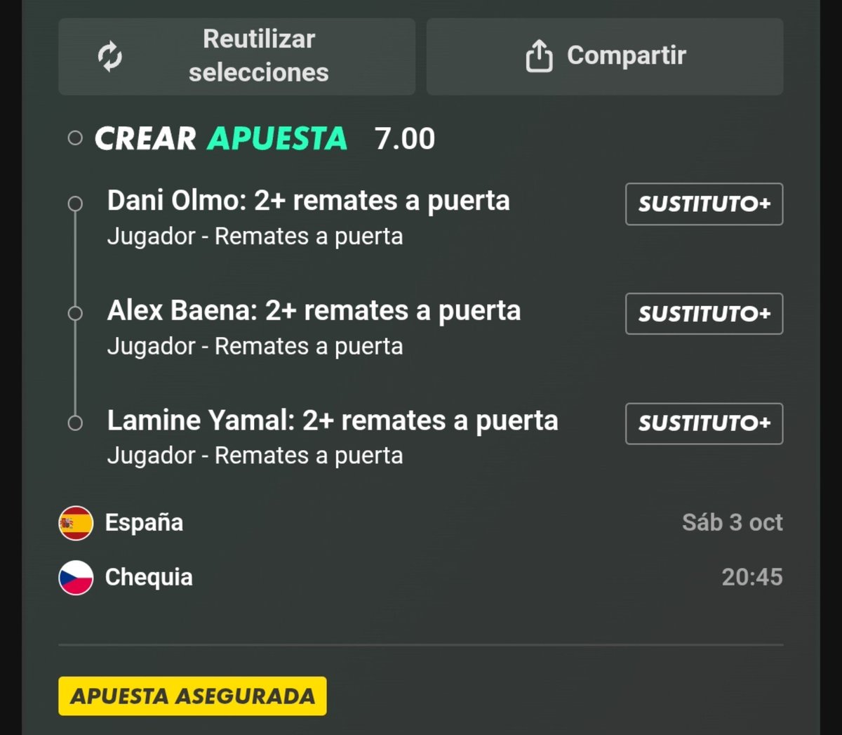 MambaBetss's tweet photo. 🔒Asegurada Cuota 7 &amp; Cuota 14.

Poca cosa de valor en este partido en cuanto a picks asi que vamos con un par de funbets por si suena el campanazo

Teneis una cuota 50 para en el primer comentario 👇🏻 https://t.co/puI4kkADFW