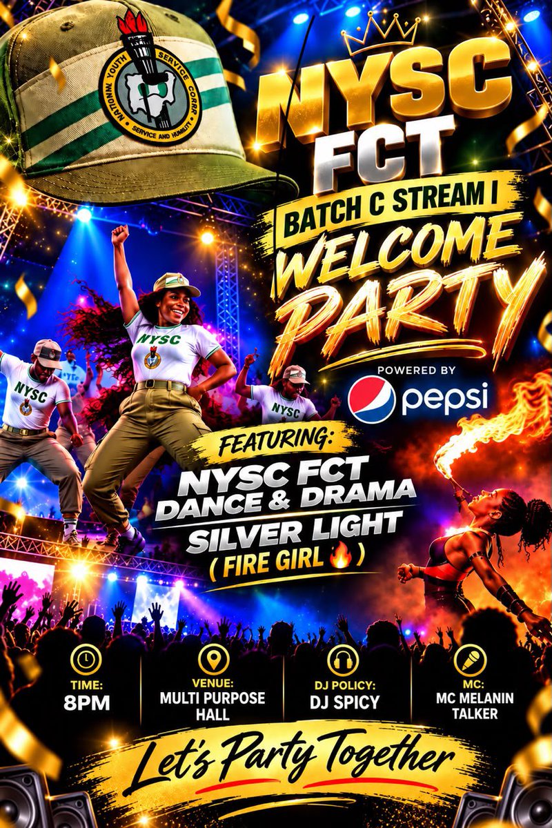 Big__eve's tweet photo. Okay let parryyyyyyyyyy
#nyscfct #NYSC2026 https://t.co/EgJVsR2i27
