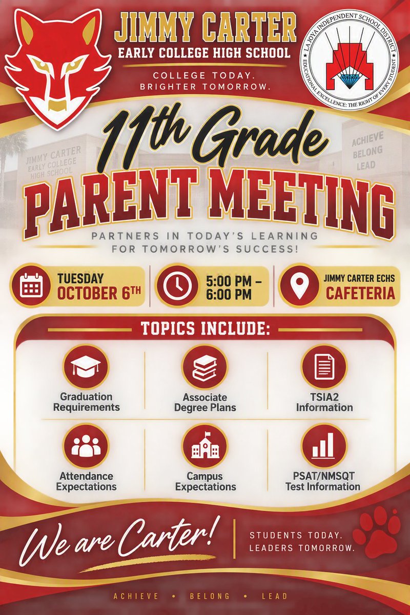 JCECHSRedWolves's tweet photo. 📣 SAVE THE DATE! 🐺❤️  Upcoming Parent Meetings https://t.co/k5QjIf9If5 via @ParentSquare https://t.co/GT5yNJ1f5o