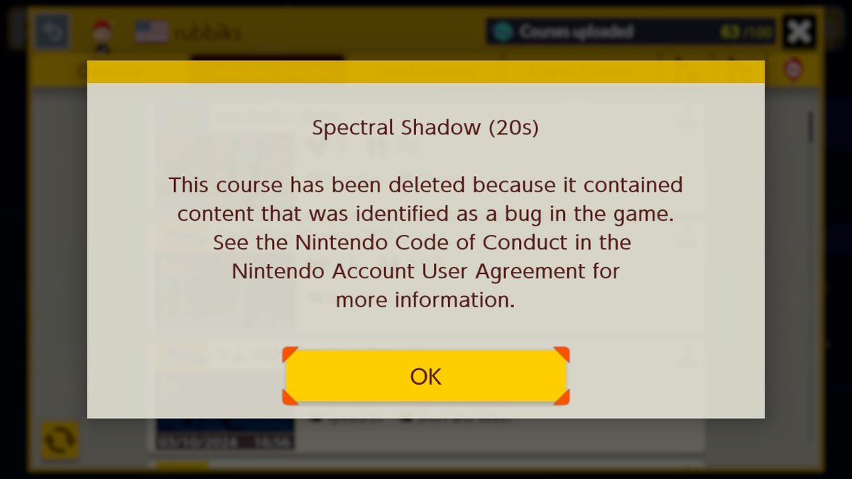 Rubiks_SMM2's tweet photo. I'm so glad I don't play this game anymore. This happens way, WAY too often. A 4/200k clear rate level gone, just like that. I legitimately could not tell you what the "bug" might have been. https://t.co/JvaPIlJCHo