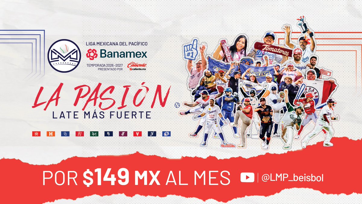 JaguaresdeNayof's tweet photo. La @LMPBanamex está por iniciar una nueva temporada y Jaguares está listo para volver a vivirla junto a su afición. 😀

Sigue todo nuestros juegos de la Temporada 2026-2027 en el canal de YouTube de la Liga. 💻📺⚾️

La Pasión Late Más Fuerte. 💪

#LMPBanamex https://t.co/wT6O8vRVS1