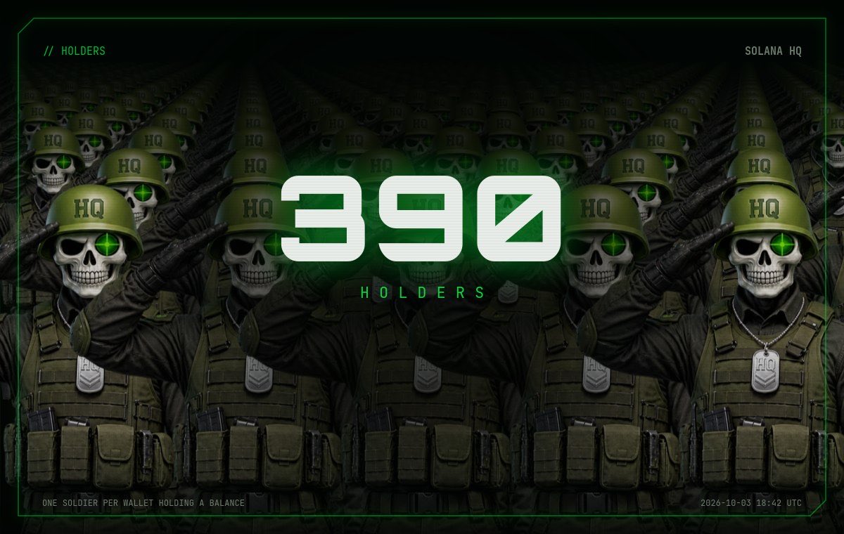 HQSolana's tweet photo. 390 SOLdiers! 🪖 https://t.co/aAntfIjHMO