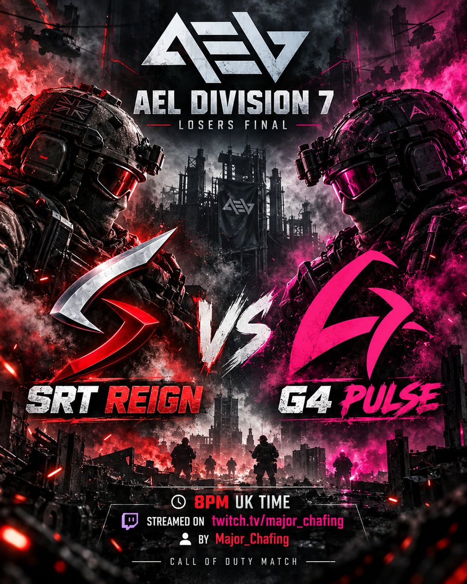 Major_Chafing's tweet photo. 🎙️ BO7 action tonight!
�� @AMeLeague Division 7
⚔️ Losers Final
⏰ 8PM UK Time
-----
SRT Reign
🆚
@G4FORGOLDS Pulse
-----
📺 https://t.co/ZREr6H8MJP https://t.co/0TxY5gv2TQ